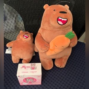 Cute brown bear stuff toy key holder and cat puzzle bundle